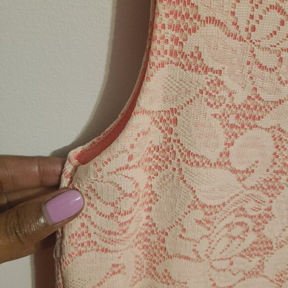 H&M | Women's Pink and White Lace Sleeveless Mini Dress or Tunic Top (Size XS) - Picture 6 of 15